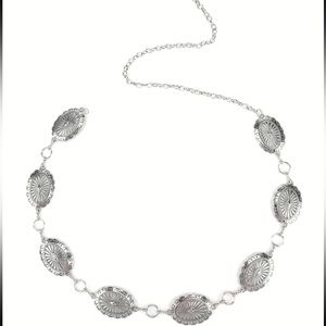 Vintage Style Rustic Silver Concho Metal Adjustable Chain Belt Lobster Clasp New